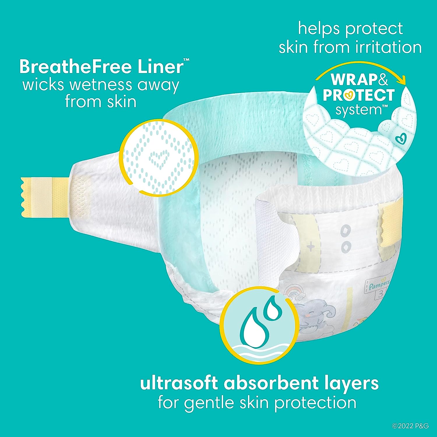 Pampers Swaddlers Newborn Diapers - Size 0, 140 Count, Ultra Soft Disposable Baby Diapers - Image 6